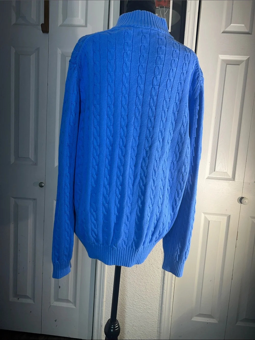 Izod Men’s Cable-Knit Quarter-Zip Sweater - Sky Blue